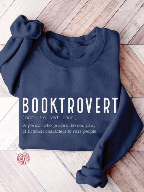 Booktrovert Definition Funny Book Lover Teacher Librarian Reading Book Teacher Casual Print Sweatshirt