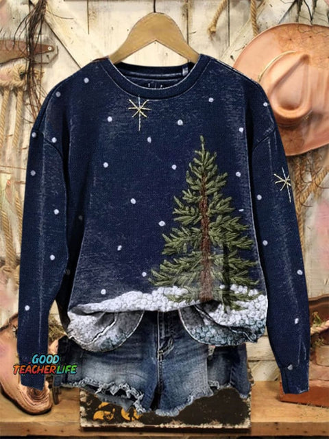 Christmas Print Casual  Sweatshirt