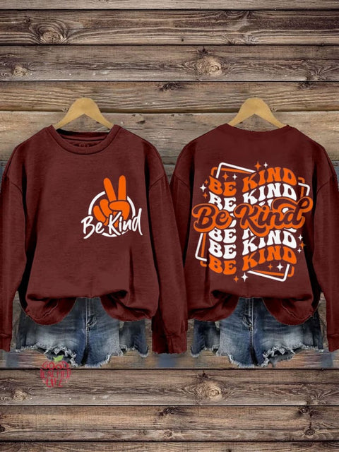 Be Kind Unity Day No More Bullying End Bullying Peace Hand Unity Day Casual Print Sweatshirt