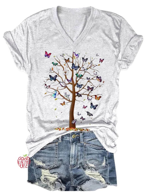 Butterfly Tree Art Casual T-shirt