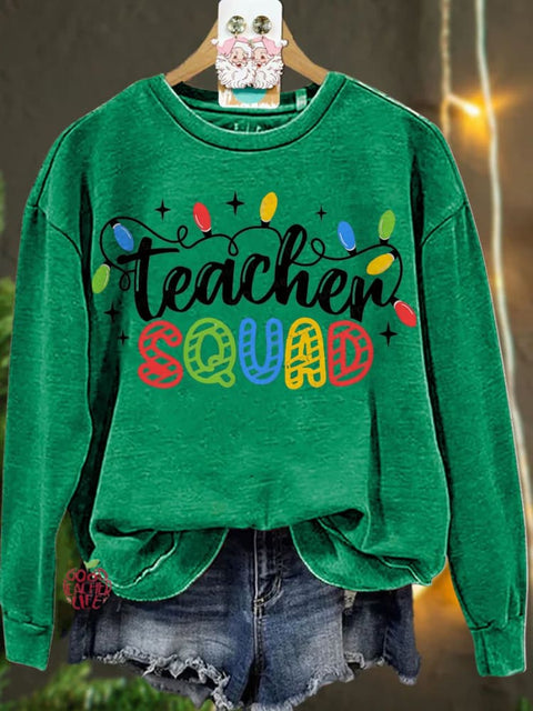 Christmas Christmas Lights Teacher Squad Casual  Sweatshirt