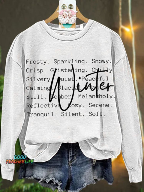 Christmas Winter Words Snow Season Casual  Sweatshirt