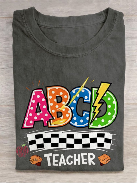 ABCD Teacher Casual Print T-shirt