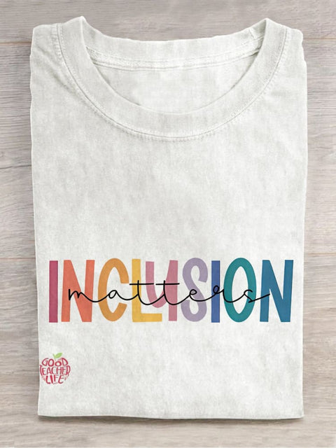 Inclusion Matters Special Education Mindfulness Autism Awareness Casual Print T-shirt