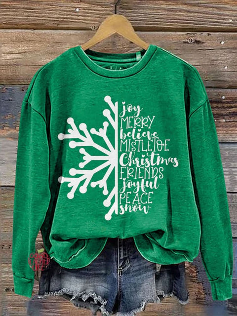 Christmas Snowflake Casual Print Sweatshirt