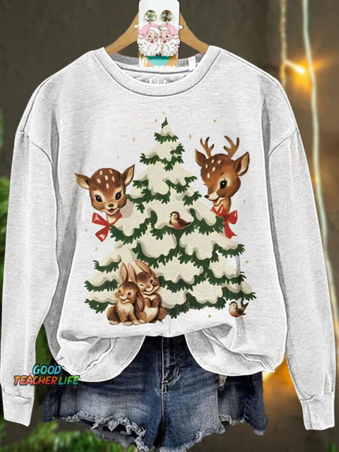 Retro Christmas Reindeer Casual  Sweatshirt