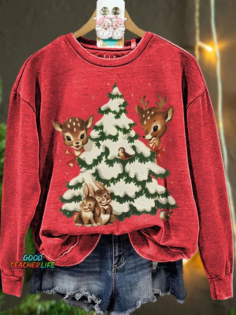 Retro Christmas Reindeer Casual  Sweatshirt