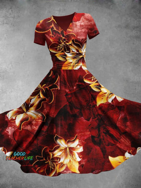 Women's Floral Flowers Art Print Design Maxi Dress