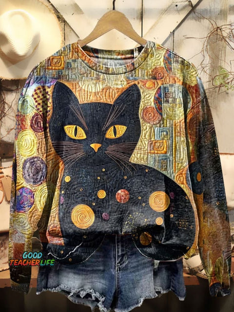 Polka Dot Cat Art Print Sweatshirt