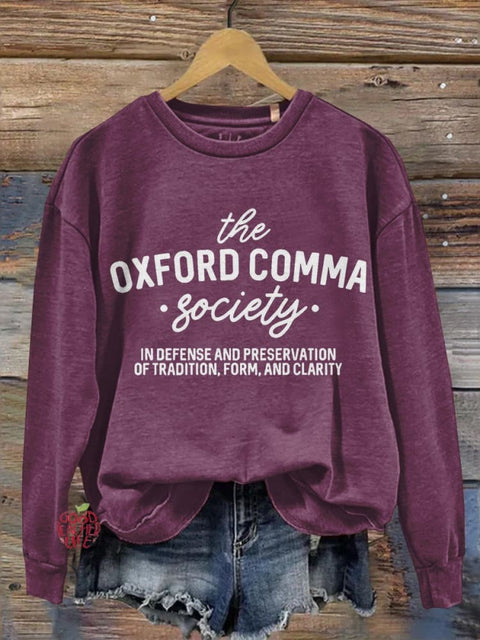 The Oxford Teacher Comma Society Print Casual Long Sleeve Sweatshirt