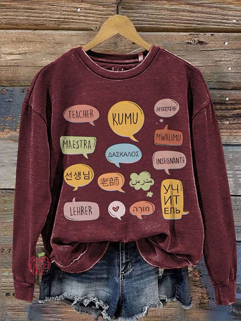 Teacher In Different Languages Casual  Sweatshirt