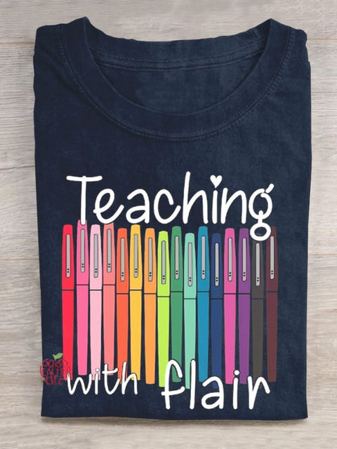 Back To School Teaching With Flair Teacher T-shirt