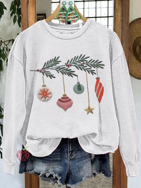 Christmas Lights Printed Casual Sweatshirt