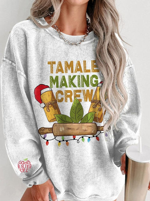 Christmas Tamale Cooking Personalized Tamale Women's  Casual Print Corduroy Sweatshirt