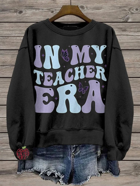 Teacher In My Teacher Era Butterfly Casual  Sweatshirt