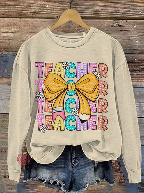 Coquette Teacher Back To School Teacher Appreciation Casual Sweatshirt