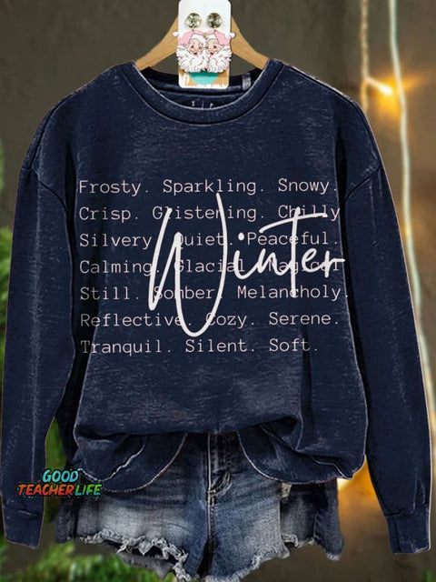 Christmas Winter Words Snow Season Casual  Sweatshirt