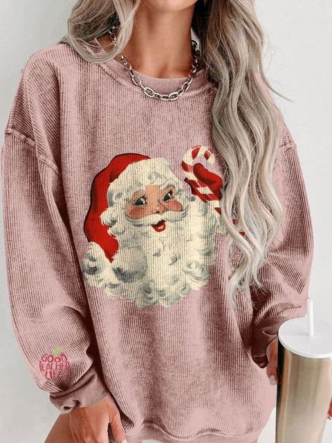 Women's Santa Retro Boho Best Holiday Christmas Casual Print Shirt