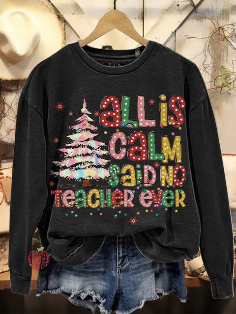 Teacher Coquette Christmas Iridescent Christmas Tree Casual Sweatshirt