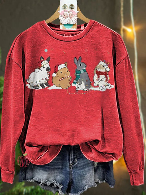 Christmas Cute Rabbit Casual  Sweatshirt