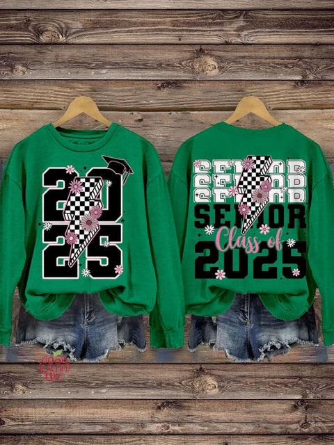 New Year Retro Senior 2025 Varsity Senior 2025  Teacher Casual  Sweatshirt