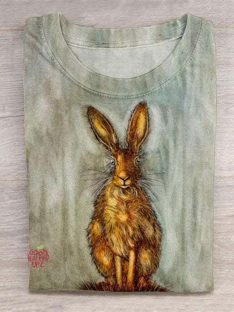 Easter Rabbit Pattern Art Design Print T-shirt