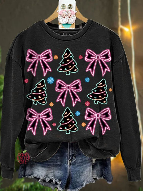 Christmas Neon Coquette Christmas tree Casual  Sweatshirt