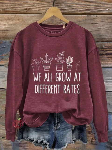 We All Grow At Different Rates Teacher Shirt Special Education Teacher  Casual  Sweatshirt