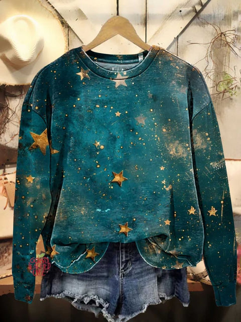 Merry Christmas Night Stars Casual Sweatshirt