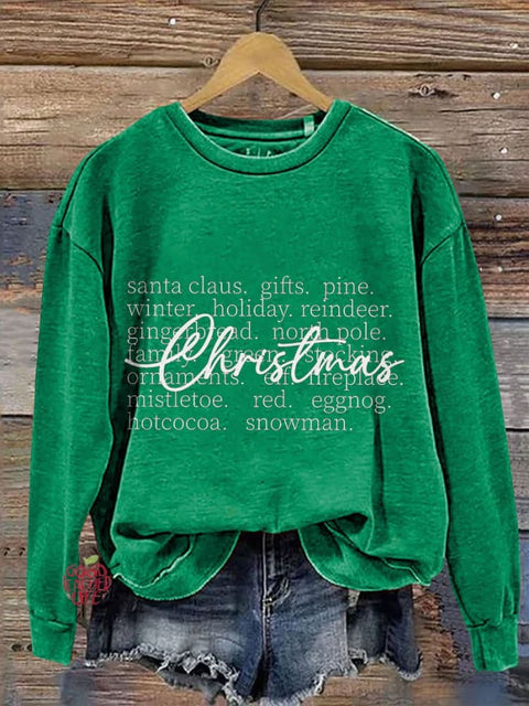 Christmas Words Casual Print Sweatshirt