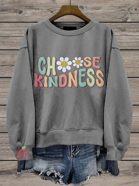 Cute Teacher Choose Kindness Be Kind Teacher Casual Print Sweatshirt