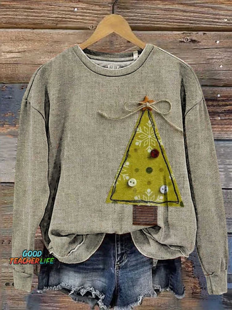 Christmas Tree Bow Casual Sweatshirt