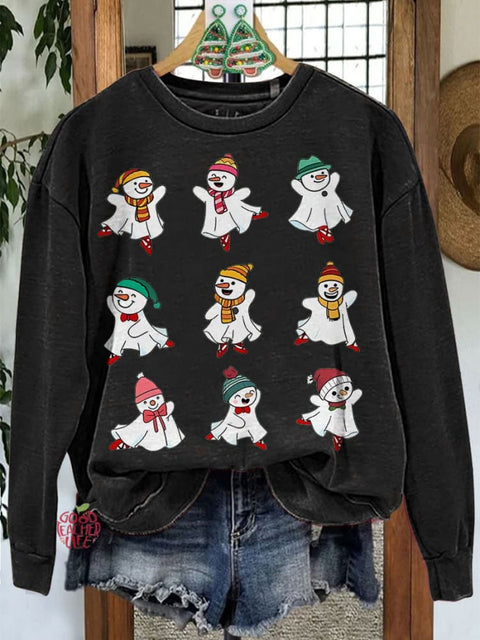 Ballet Snowman Christmas Casual Sweatshirt