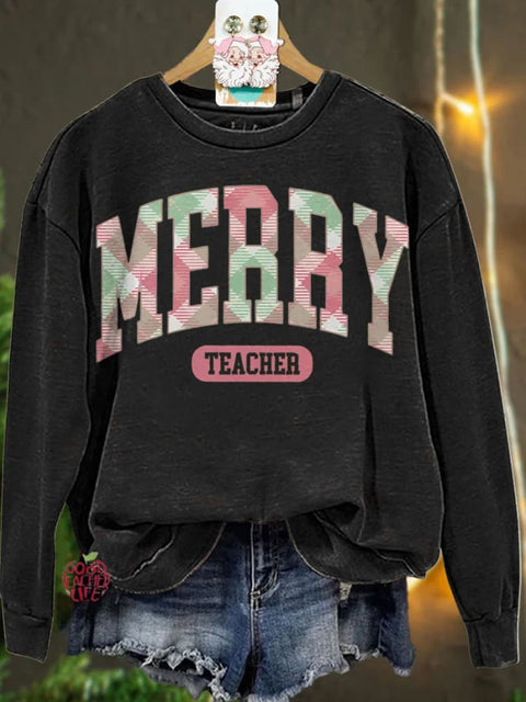 Christmas Merry Teacher Casual  Sweatshirt