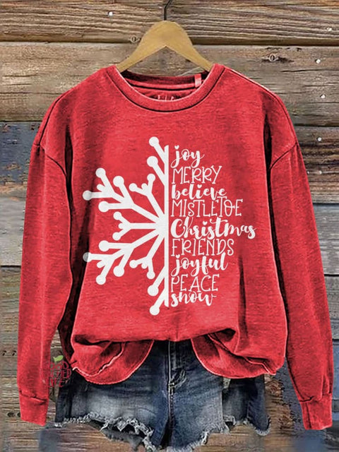 Christmas Snowflake Casual Print Sweatshirt