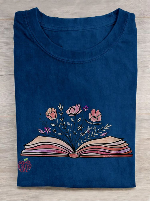 Laura Book Lovers Reading Books Casual Print T-shirt