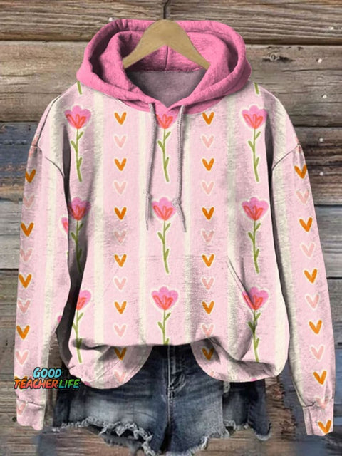 Floral Art Print Casual Sweatshirt