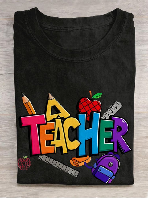 Teacher Thing Casual Print T-shirt