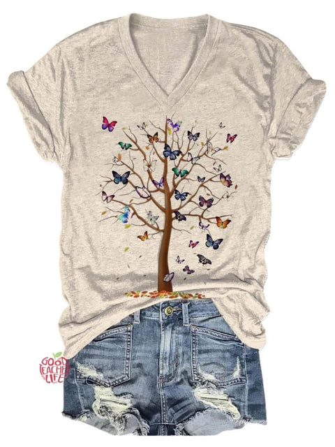 Butterfly Tree Art Casual T-shirt