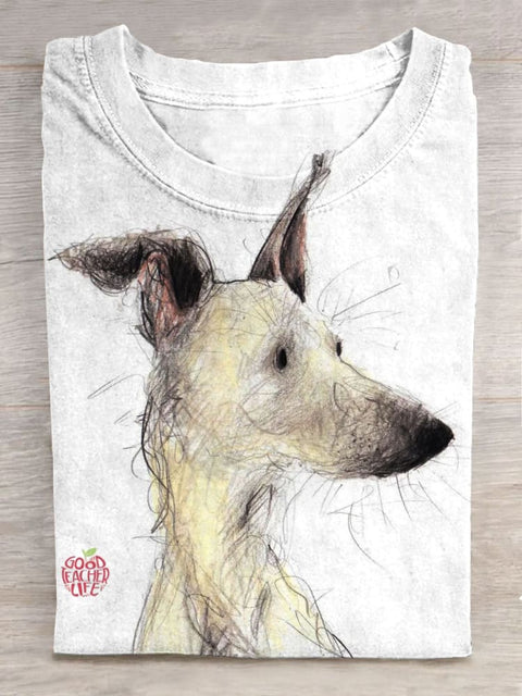 Funny Cute Dog Art Casual Print T-shirt