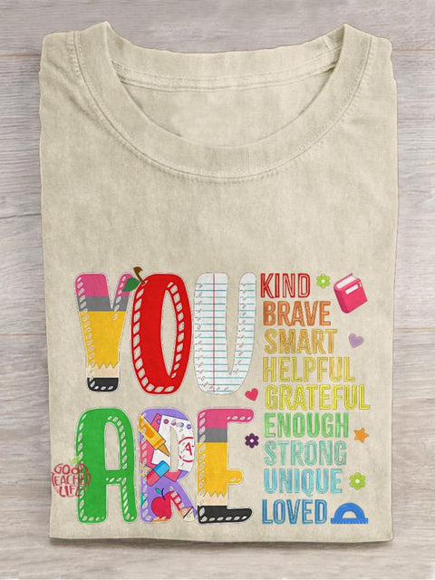 You Are Kind First Day Of School Casual Print T-shirt