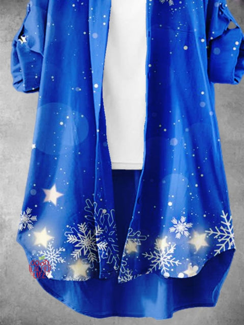 Women's Shiny Snowflake Art Print Dress