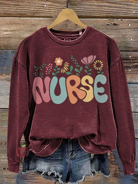 Floral Nurse Student Casual  Sweatshirt