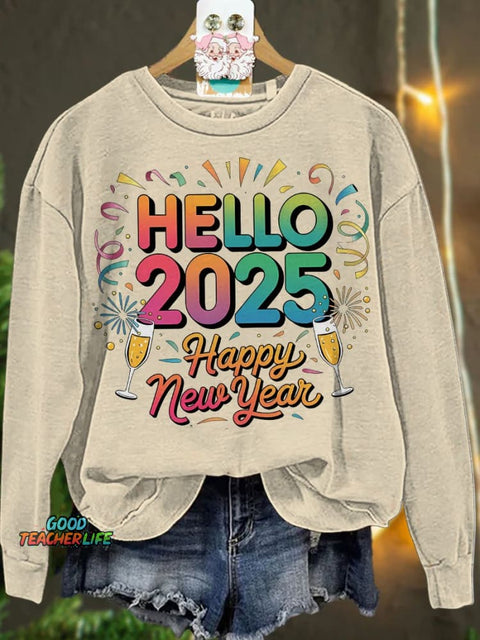Happy New Year 2025 Sublimation Casual  Sweatshirt