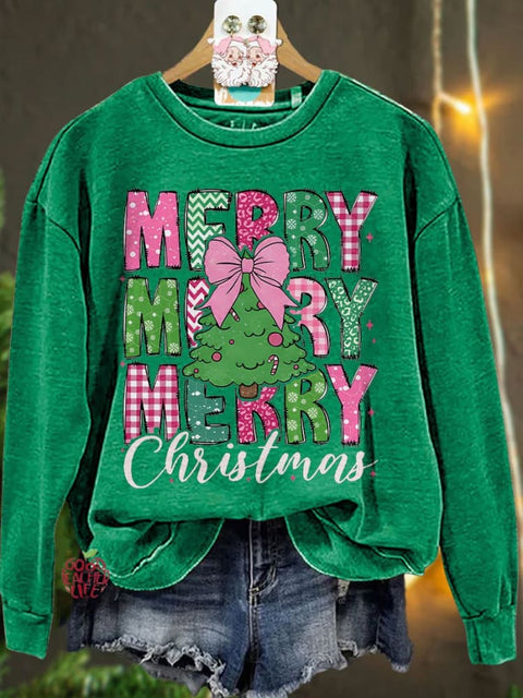 Merry Christmas 2024 Christmas Coquette Bow Casual Sweatshirt