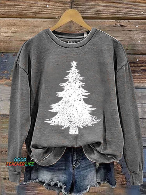 Christmas Tree Print Casual Sweatshirt