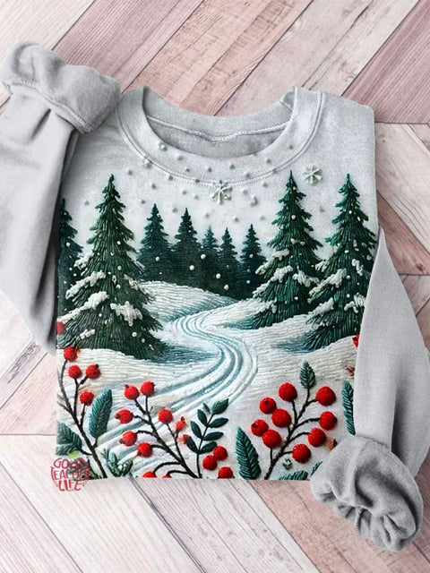 Christmas Forest Art Print Casual  Sweatshirt