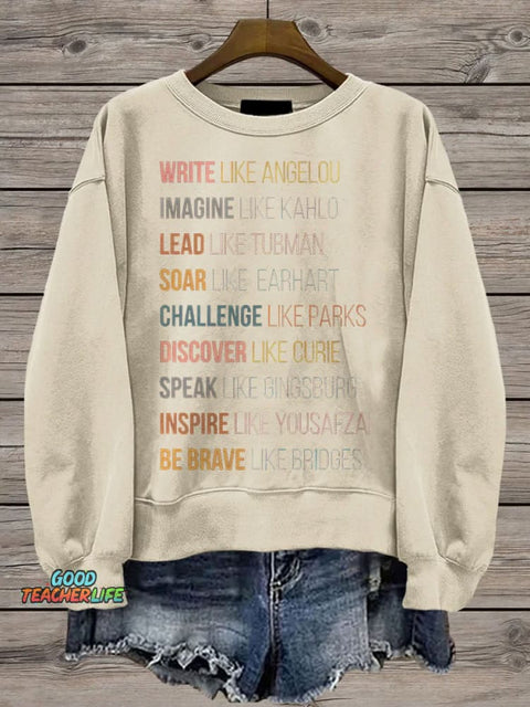History Month Feminist Casual Print Sweatshirt