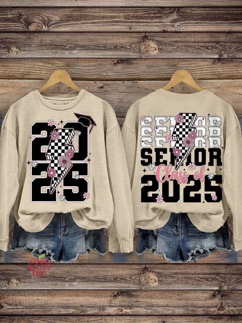 New Year Retro Senior 2025 Varsity Senior 2025  Teacher Casual  Sweatshirt