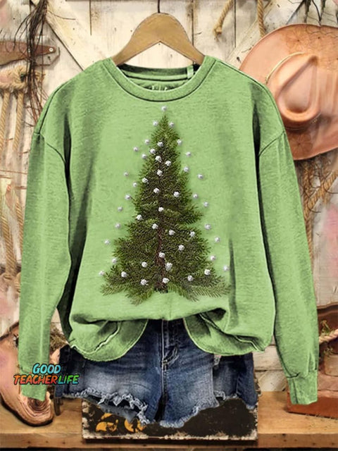 Lovely Christmas Tree Art Print Casual Sweatshirt